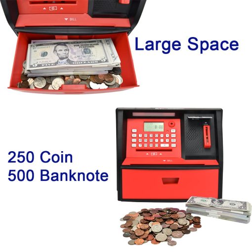 ATMBnk Alcancia Interactiva de ATM para Ninos, Juguete Seguro para Ahorrar Dinero con Proteccion de Contrasena, Reconocimiento de Monedas, Insercion de Billetes, para Ninos y Ninas de 5 a 12 anos (Azul/Plateado) - Imagen 6