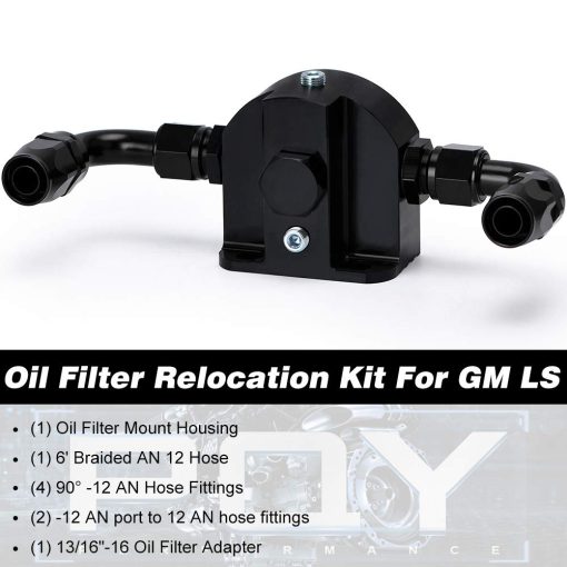 Kit de reubicacion de filtro de aceite de aluminio billet Hypertune Adaptador de manguera trenzada de aceite AN12 Bloqueo 1/8NPT Adaptador 13/16"-16 3/4"-16 M22*1.5 - Imagen 2