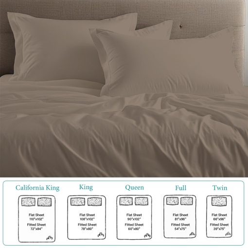 Juego de sabanas individuales Bunny's Home taupe de 1000 hilos de algodon egipcio de 4 piezas con bolsillo extra profundo de 17" - Juego de sabanas de lujo para cama individual de sateen - Imagen 5