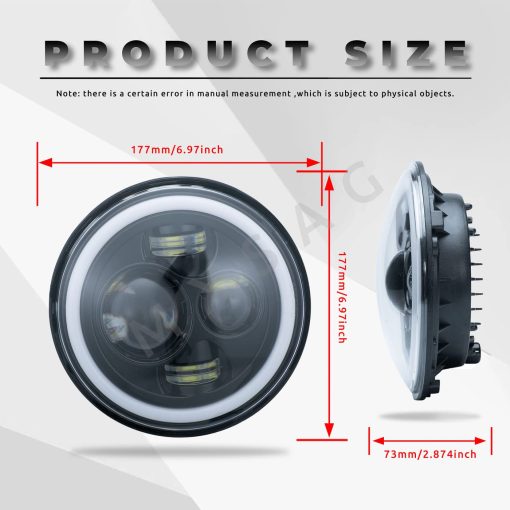Conjunto de 2 faros redondos de 7 pulgadas blanco DRL ambar Halo Ojo de angel Senal de Giro Alto/Bajo Compatible con Jeep Wrangler Dodge Chevy Chevrolet GMC y otros modelos - Imagen 4