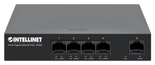 Switch Ethernet PoE+ Intellinet de 5 Puertos - 4 Puertos PoE+ @40W, Potencia de Salida de hasta 30W por Puerto - Capacidad de Conmutacion de 10Gbps, No Administrado, Montable en Pared, Silencioso - Garantia de Fabrica de 3 Anos - 561792 - Imagen 2