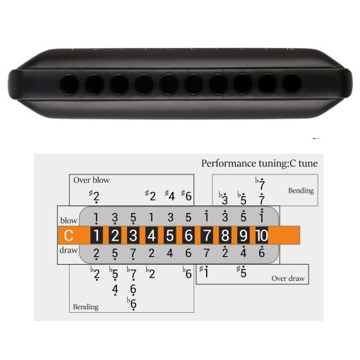 Armonica JDR clave de G Ninja, Armonica Blues Mini Harp 10 Agujeros 20 Tonos Musical con Estuche para Adultos Ninos Principiantes Profesor Estudiantes Profesionales Musico Folk Rock Diatonico Estandar organo de Boca Regalo Negro - Imagen 4