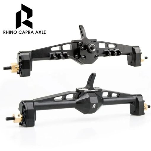 Set de Ejes delanteros y traseros de metal completo Rhino Capra para Coche Crawler RC 1/10 Axial SCX10 I SCX10 II Redcat GEN8 RGT EX86100 (Color Negro) - Imagen 3