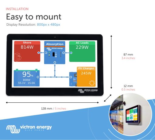Pantalla de visualizacion Victron Energy GX Touch 50 para Cerbo GX (Impermeable) - Imagen 3