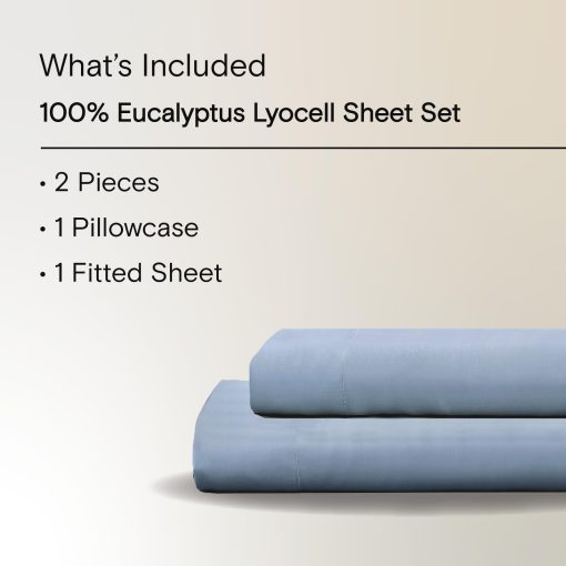 Juego de sabanas SIJO AiryWeight Tencel, 100% Lyocell derivado de Eucalipto, Ultra Suaves, Ganador de las Mejores Sabanas de Enfriamiento 2022 por Architectural Digest - 2 piezas - 1 Funda de Almohada 1 Ajustable (Cielo, Twin XL) - Imagen 2