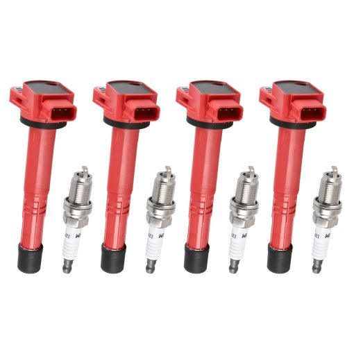 Paquete de 4 bobinas de encendido y bujias de iridio Pindex, Kits de bobina UF311 92213 compatible con Acura Honda RSX Civic CRV Element 2.0L 2.4L 2002-2011 Repuesto UF311 UF583 C1382 30520-RRA-007