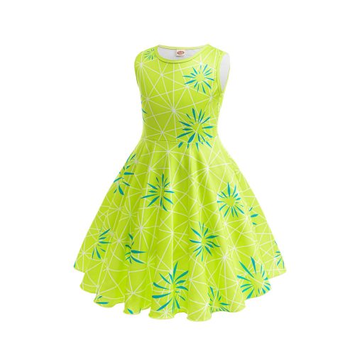 Disfraz de Princesa Alegria para Ninas Joy Vestido de Cosplay para Ninos Vestuario de Halloween Cumpleanos Navidad con Peluca (Verde Claro, 5-6 anos) - Imagen 3