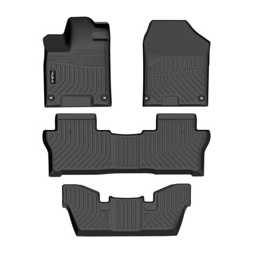 Tapetes para piso personalizados para Honda Pilot 7 Pasajeros 2016-2022 Proteccion Todo Clima Impermeable Antideslizante Duraderos Tapetes Pesados 1a + 2a + 3a Fila Juego Completo Accesorios para Piso Negro