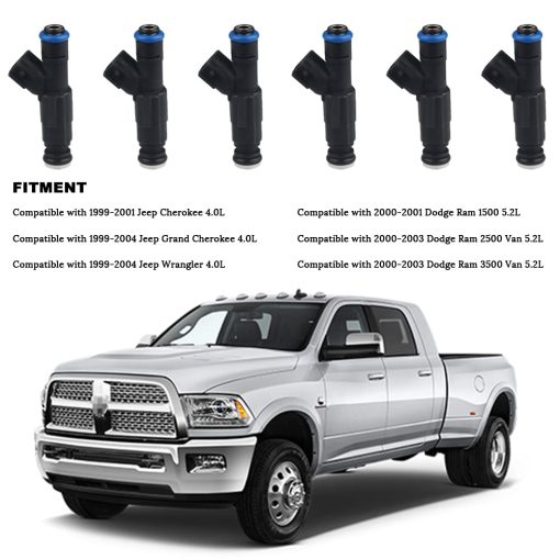 Inyectores de combustible JDMON compatibles con Jeep Cherokee Grand Cherokee Wrangler 4.0L Dodge Ram 1500 2500 3500 5.2L 1999-2004 Reemplazar 0280155784 4 Orificios 6pcs - Imagen 2