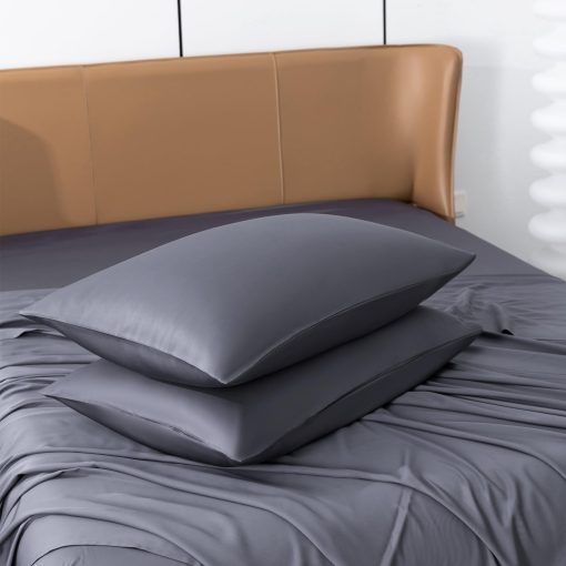 Juego de Sabanas de Enfriamiento Levoo de Bambu Viscosa 18"-24" Bolsillo Extra Profundo Juego de Sabanas de Enfriamiento para Personas Calurosas Sabanas de Cama de Seda 4 Piezas (Tamano King de California, Gris Oscuro) - Imagen 7