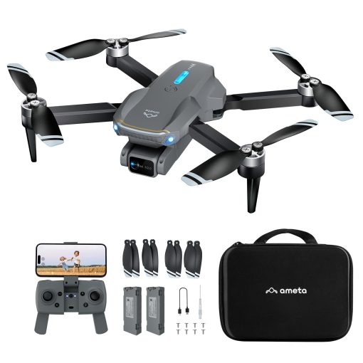 Drones Ameta con Camara para Adultos 4k UHD, S20 Lite Motor sin Escobillas FPV Plegable RC Drones para Adultos Ninos Principiantes con 36 Minutos de Vuelo Largo, Altitud Mantenida, Modo sin Cabeza, Vuelo en Circulo, 360? Flips, Juguetes Geniales Regalos para Hombres Chicos (Menos de 249G)
