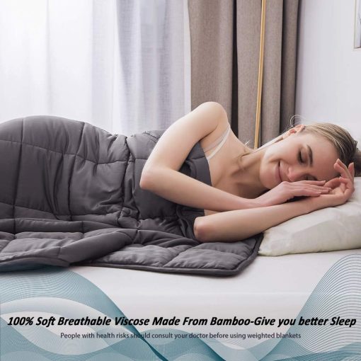 Manta Ponderada Dornroscn con Rayon | 20 lbs-60''x80''- Tamano Queen para Adultos | Manta Pesada Refrigerante Premium con Perlas de Vidrio para Dormilones Calientes y Frios, Gris Oscuro - Imagen 6