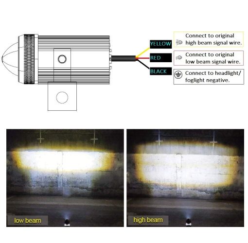 EXZEIT Luz Led para Motocicleta, Funcion de Luz Alta y Baja 1.3'' Luces Antiniebla para Moto Polaris Yamaha Can Am ATV UTV, 12/24V, 30W, 6000 Lumenes 2 piezas (Luz Blanca) - Imagen 4