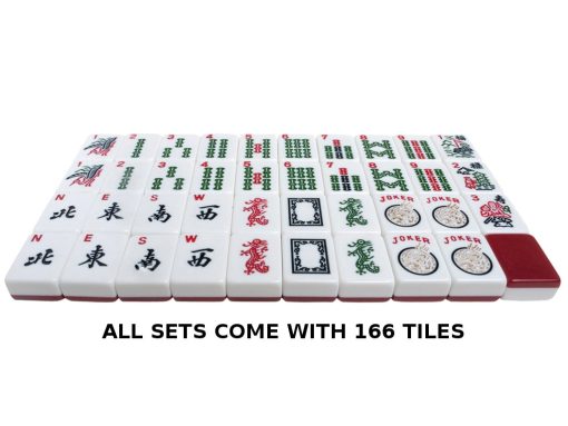 Set de Mah Jongg White Swan - Fichas Blancas/Burdeos - Brazos Empujadores Modernos - Estuche de Aluminio - Negro - Imagen 5