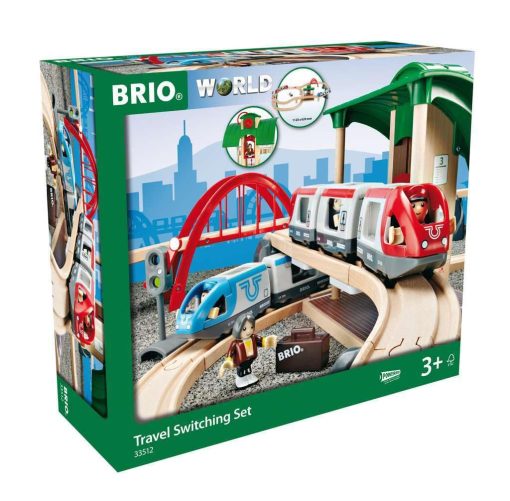 BRIO World - 33512 Travel Switching Set | Juego de tren de madera premium con 42 piezas y accesorios | Ideal para niños de 3 años en adelante | Compatible con todos los juguetes ferroviarios BRIO