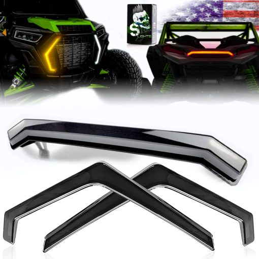 SLK-Lights RZR XP Luces Fang Ahumadas y Luz Trasera Central Ahumada, Lampara de Acento Central Trasera Luces Traseras de Repuesto OEM para Polaris RZR XP 1000 Turbo Sportsman 1000 XP 2019 2020 2021 (Paquete Humo/Humo)