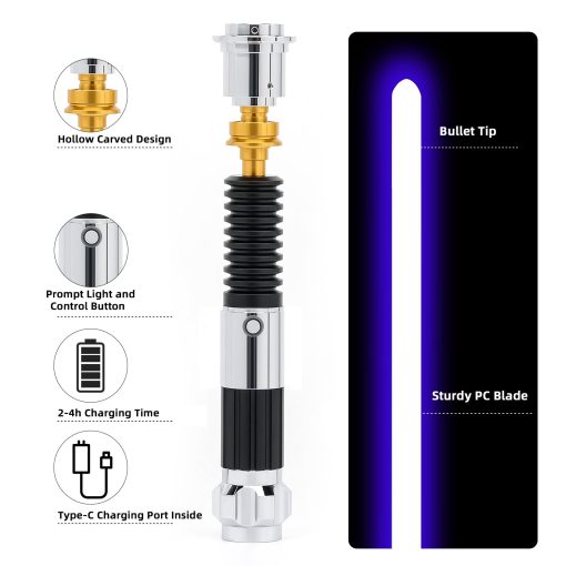 Sable de Luz Saberforms para Duelo con 12 Colores RGB, 16 Sonidos y Control de Movimiento, Sables de Luz FX con Mango de Metal Premium y Hoja Reemplazable, Sables de Luz para Adultos y Ninos - Imagen 3