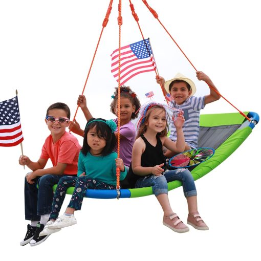 Columpio de plataforma gigante de 60 pulgadas con capacidad de 700 lb para ninos y adultos - Verde Durable Marco de Acero Impermeable Cuerdas Ajustables Facil de Instalar Diversion
