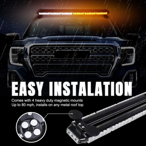 FOXCID 38'' 78 Luces de Advertencia de Emergencia LED de Techo, Doble Lado de Luz de Seguridad de Advertencia de Peligro con Iman para Vehiculos de Remolque, Autos de Bomberos, Camiones, Seguridad de Trafico, Azul - Imagen 5