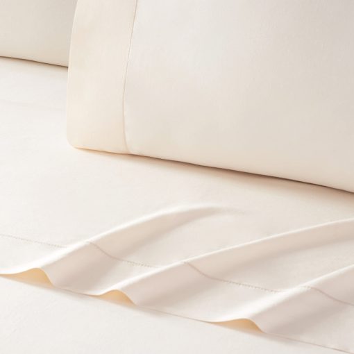 Juego de sabanas de lino de eucalipto Aston & Arden - Sabanas de cama clasicas y sostenibles de Lyocell Tencel para un sueno fresco, suave, transpirable y comodo, California King, Crema de Latte - Imagen 6