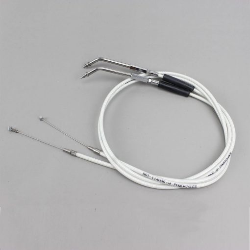 Cable de acelerador inactivo trenzado de acero inoxidable 47.0" blanco perla plateado POWER JAMES apto para Harley Davidson