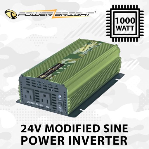 Inversor de Corriente PowerBright de 1000w, 24V DC a 120V AC, Inversor de Onda Sinusoidal Modificada, Fuente de Alimentacion de Respaldo para Pequeños Electrodomesticos, Laptops y Herramientas Electricas con Salidas de 120V AC - Aprobado por la CE - Imagen 5