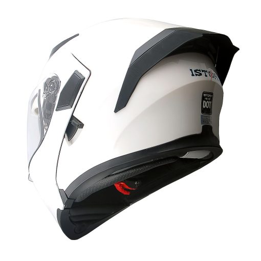 1Storm Casco de Motocicleta Modular de Cara Completa con Visera Doble + Spoiler Paquete con Auriculares Bluetooth para Motocicleta Freedconn: HB89 Blanco Brillante - Imagen 5