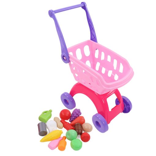 Carrito de Compras de Juguete para Ninos, Burr Multiproposito Divertido Carrito de Compras para Ninos a Prueba de Caidas (Rosa)