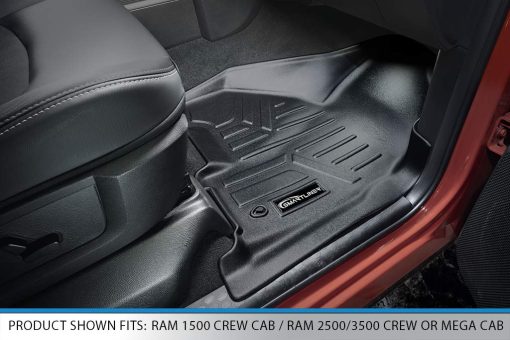 Tapetes para piso SMARTLINER Juego de 2 Filas de Liners Negros Compatibles con RAM 1500/2500/3500 Crew Cab (4 Puertas de Tamano Completo) 2012-2022 - Imagen 3