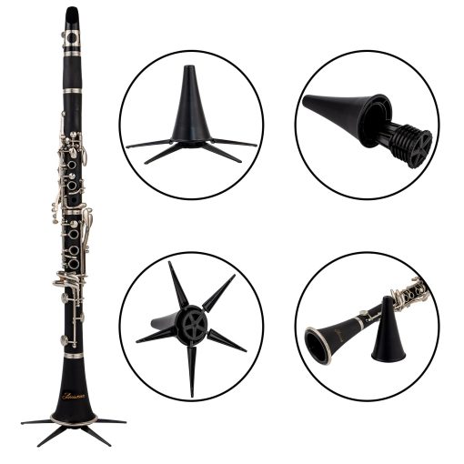 Clarinete en Si Bemol Aisiweier Negro de Ebonita Para Estudiantes Principiantes, Con Llaves Niqueladas, Correa, Grasa para Juntas, Guantes Blancos, Pano de Pulido Suave, 8 Almohadillas para Boquilla, Clarinetes Duros - Imagen 5
