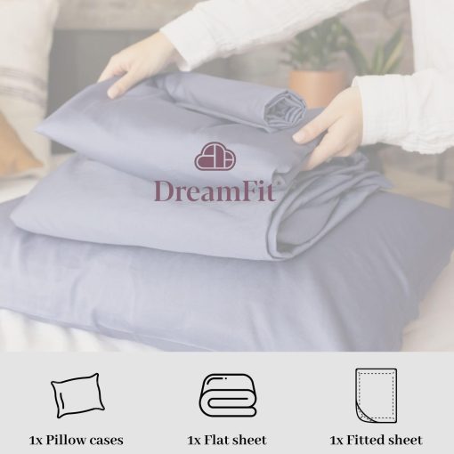 Juego de sabanas DreamFit DreamChill Cooling de bambu viscosa para durmientes calurosos con correas elasticas en las esquinas, bolsillo extra profundo de 20 pulgadas, transpirable y suave sedoso, 100% fabricado en EE. UU., juego de sabanas Twin blanco - Imagen 6
