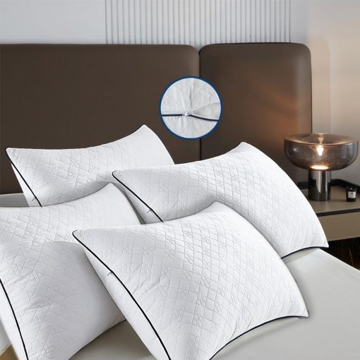 JSWF Almohadas para Dormir Tamano King 4 Pack - Ultra Suave y Esponjosa con Cremallera - Relleno Premium de Alternativa Suave Set de 4 para Durmientes de Espalda, Estomago o de Lado, Lavable a Maquina King (Paquete de 4)