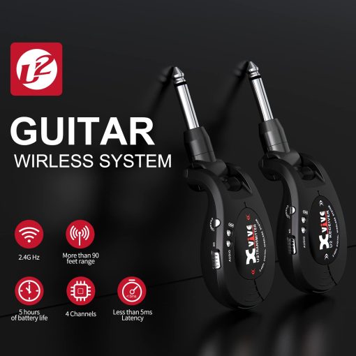 Sistema inalambrico para guitarra Xvive U2 con transmisor y receptor para guitarras electricas, bajo, violin (Carbono) - Imagen 2