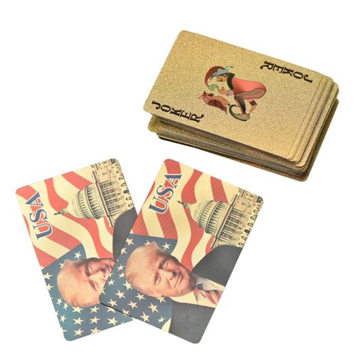 AINYROSE 10 Pack Cartas de Juego de Donald Trump - Cartas de Poker Plateadas y Doradas con Bano de Oro para Juegos de Mesa Buen Regalo para Amigos, Hombres, Novios (Oro) - Imagen 5