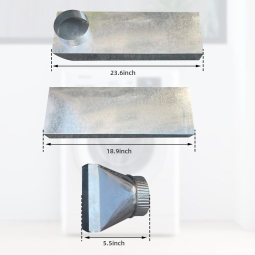 OCZWV UD48S 4" Tubo de ventilacion de secadora en aluminio con salida recta de 90 grados y entrada recta para Dundas Jafine 28in A 45 in.Tubo de ventilacion de secadora de aluminio ajustable para ahorrar espacio con salida recta - Imagen 3