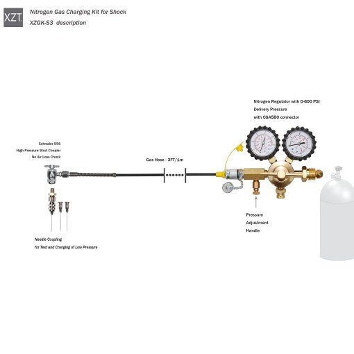 Kit de Prueba de Presion de Gas Nitrogeno para Aviacion Herramientas para Aeronaves XZT S3, Kit de Regulador de Nitrogeno, Acoplador de Alta Presion Estructura No Perdida de Aire 556, Herramientas para Rellenar Amortiguadores - Imagen 2