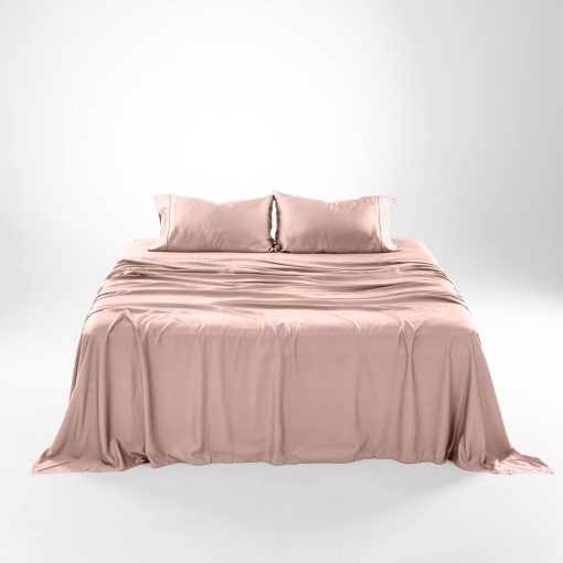 Juego de Sabanas de Tencel de Eucalipto Olive + Crate Luxury Series - Tamano Individual Completo - 4 Piezas - Sabanas de Cama Super Suaves y Frescas | Bolsillo Profundo de hasta 16'' - Sabana Bajera Ajustable y 2 Fundas de Almohada - Rosa Rubor - Imagen 4
