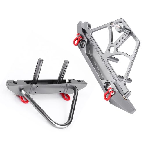 Parachoques para RC Crawler, Juego de Parachoques Delantero Trasero de Metal de Carreras CNC con Porta-llanta de Repuesto para SCX10 SCX10 II - Imagen 5