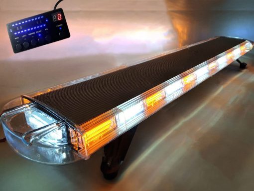 Barra de luz ambar blanca 51" 96W COB Amber Led Light Bar, Barra de advertencia de emergencia intermitente en el techo de la ley de aplicacion de peligros