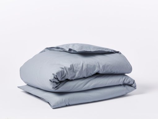 Cobertor de Duvet Organico de Percale Arrugado de Coyuchi, Azul Acero (Tamano Completo/Queen)