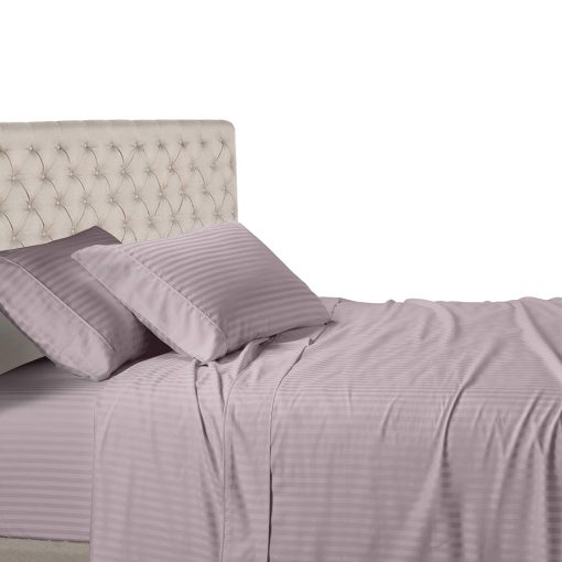 Juego de Sabanas Royal Hotel Bedding a Rayas - Split-Queen: Sabanas Ajustables para Cama Queen - Set de 5 Piezas - 100% Algodon - 600 Hilos - Bolsillo Profundo, Split Queen, Lila
