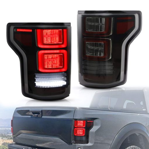 Luces traseras LED VLAND compatibles con Ford F-150 / Raptor 2015-2019 Pickup Truck con Senal de Giro Roja (No Apto para XLT / Lariat y Fabrica con Version BLISS o LED), Humo