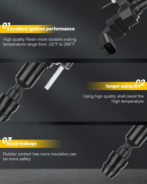OCPTY 4 bobinas de encendido con 4 bujias de iridio se adapta a C1552 UF491 12638824 Chevy para GMC Pontiac para Saturn Malibu HHR Cobalt Equinox Terrain G6 2.4L 2.2L 2.0L - Imagen 3