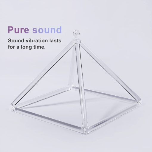 Cristal Piramidal de Canto de Sanacion Sonora de Cuarzo 8'' con Palo de Gamuza Gratis - Imagen 2