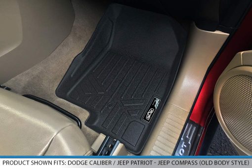Juego de forros para piso MAXLINER de 2 filas en negro, compatible con Dodge Caliber 2007-2012 / Jeep Patriot/Compass 2007-2017 Estilo de cuerpo antiguo - Imagen 3