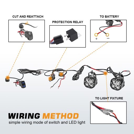 Soporte de Pilares para Luces Led de Niebla con Montaje de Luces de Trabajo Led 4X 4 Luz de Foco en Cubo de 18 W con Kit de Cableado para Polaris RZR XP 1000 900 800 2014-2021 - Imagen 7