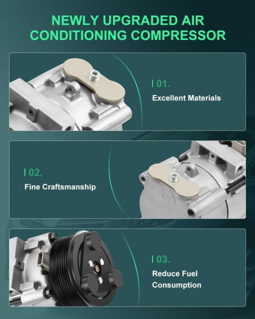 Compresor de AC SCITOO 1997-2007 para Ford F-150 F-250 F-350 F-450 F-550 F53 4.6L 5.4L 6.0L Compresor de AC 6.8L 4L3Z19703AB 4L3Z19703AC - Imagen 4