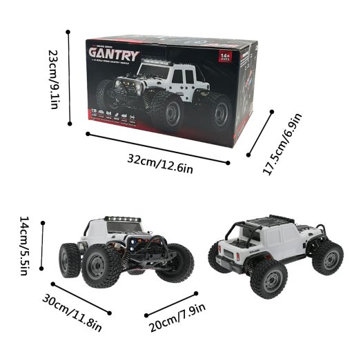 LEOSO SCY16103 1/16 Coche Rc 4X4 Camioneta RC 35 Km/h Coches RC 2.4GHz 4CH 4WD Motor Clase 390 Camion de Control Remoto con 3 Baterias Recargables de 1500mah (Blanco) - Imagen 4