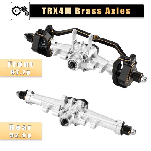 Kit de Eje de angulo de Ackerman de Laton para 1/18 TRX4M Juego de Ejes Delantero y Trasero de Aluminio con Bloques de Direccion de Laton para Coche de Crawler RC Accesorios de Actualizacion (Plata) - Imagen 3