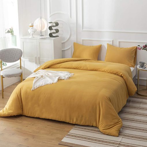 Juego de edredon Houseri Mostaza Amarillo Tamano King Conjuntos de Ropa de Cama Comforter en Amarillo Mostaza Oscuro para Mujeres Ninas Edredon Mostaza Manta Tamano King para Ninos Hombres Conjuntos de Edredon Comforters Tamano King - Imagen 2